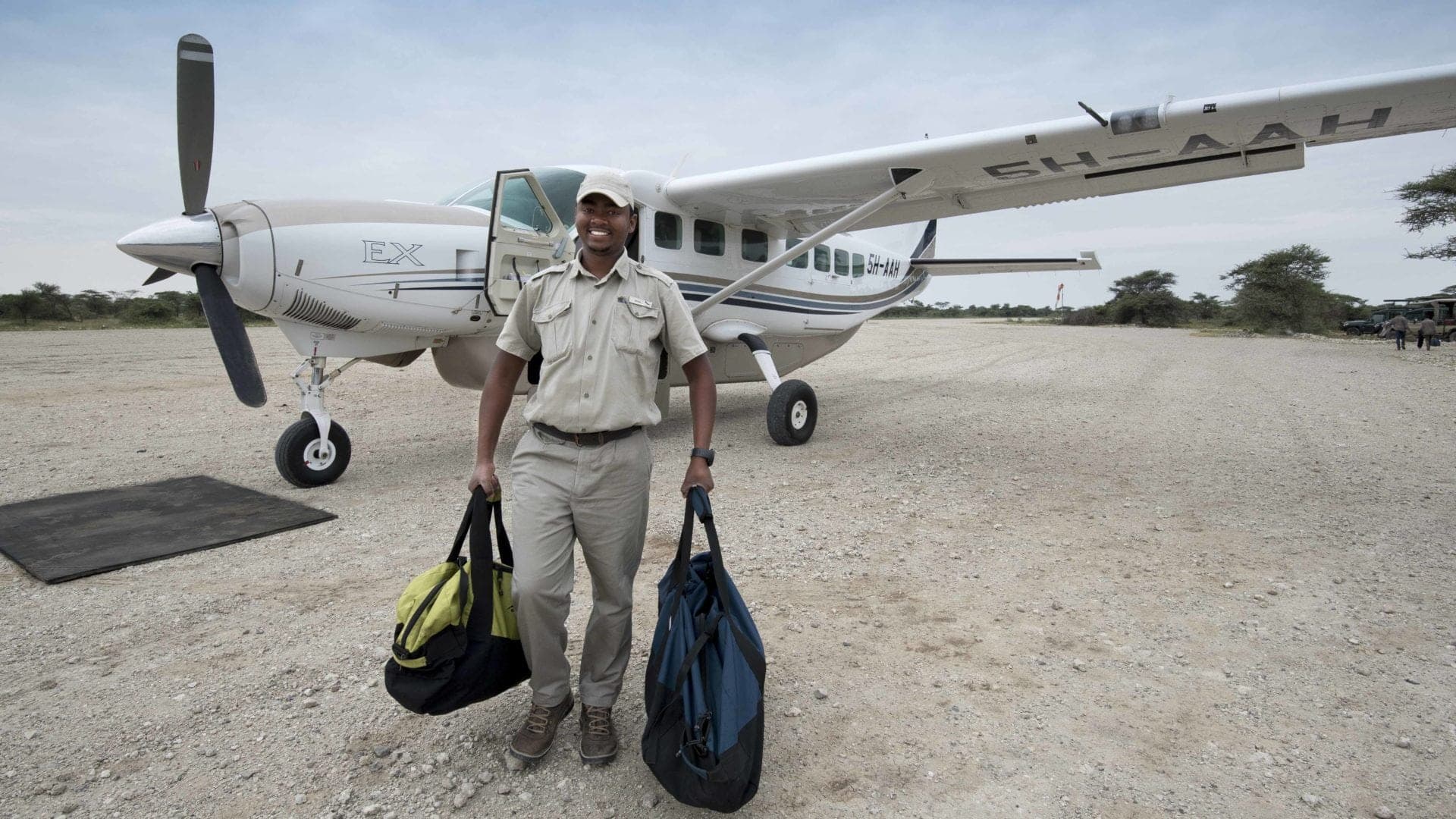 A mobile tented camp arrival in the Serengeti